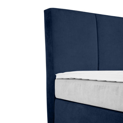 Base Cama Con Espaldar King Pretty  Azul