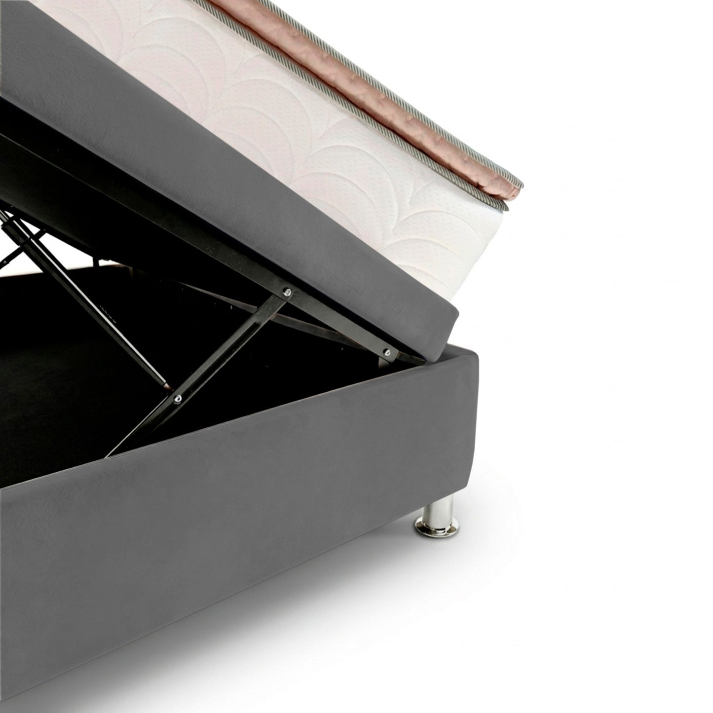 Base Cama Baúl Sencilla Gris Plata