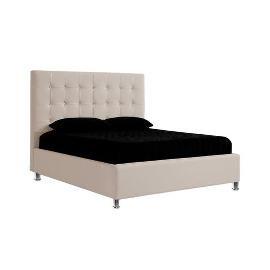Base Cama con Espaldar + Colchon Sencillo Ilusion  beige