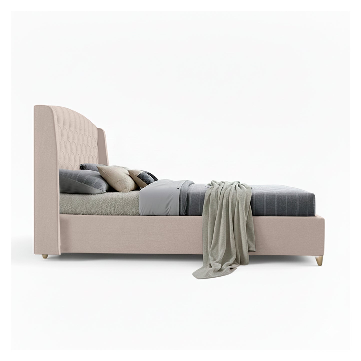 Base Cama Con Espaldar Queen Italia Beige