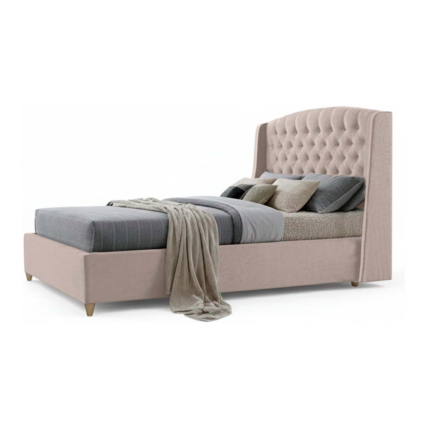 Base Cama Con Espaldar Sencillo Italia Beige