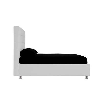 Base Cama con Espaldar + Colchon Queen Ilusion  blanco