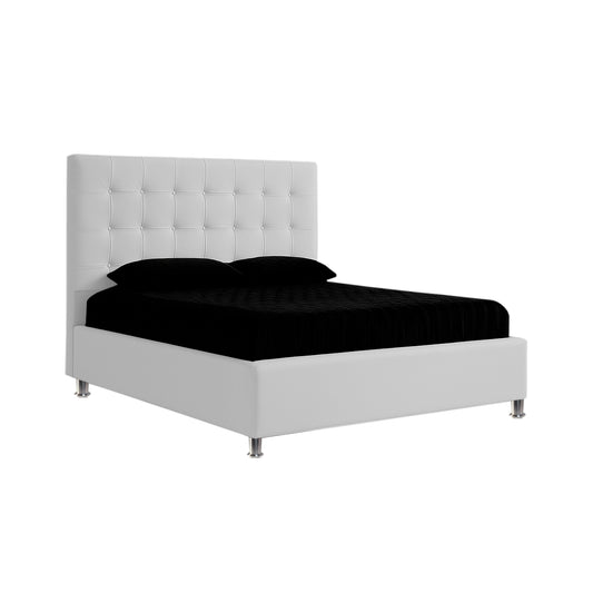 Base Cama con Espaldar + Colchon Semidoble Ilusion  blanco