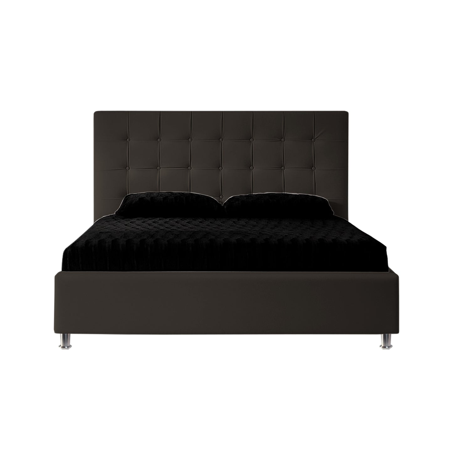 Base Cama con Espaldar + Colchon Doble Ilusion Cafe