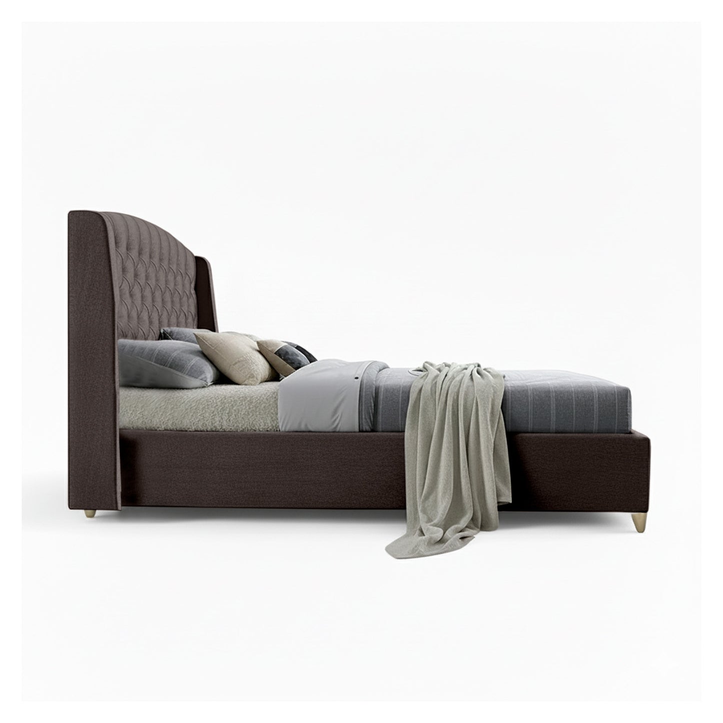 Base Cama con Espaldar + Colchon Queen Italia  cafe