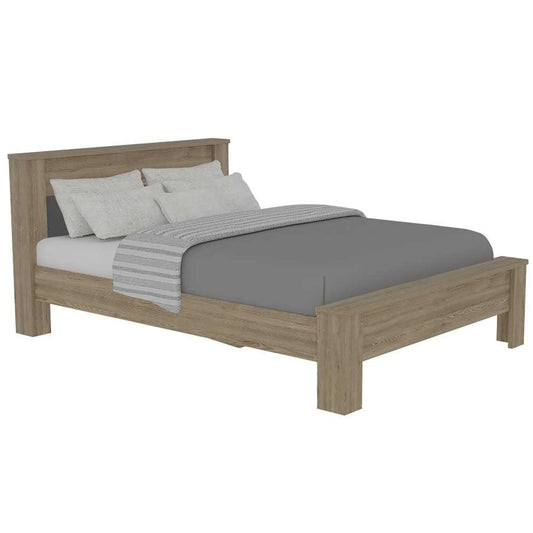 Cama Doble Kalver Miel Y Plata Oscuro