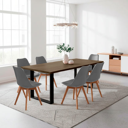 Juego de Comedor Celeno beyota con 6 Sillas Milano gris