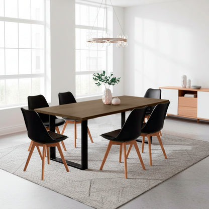 Juego de Comedor Celeno beyota con 6 Sillas Milano negro