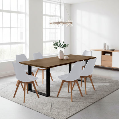 Juego de Comedor Celeno beyota con 6 Sillas Milano blanco