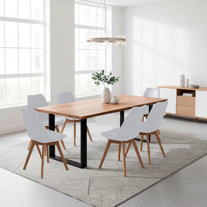 Juego de Comedor Celeno macadamia con 6 Sillas Milano blanco