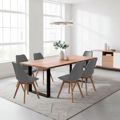 Juego de Comedor Celeno macadamia con 6 Sillas Milano gris