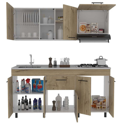 Cocina Integral Tepre Duna Y Blanco Con Mesón Izquierdo