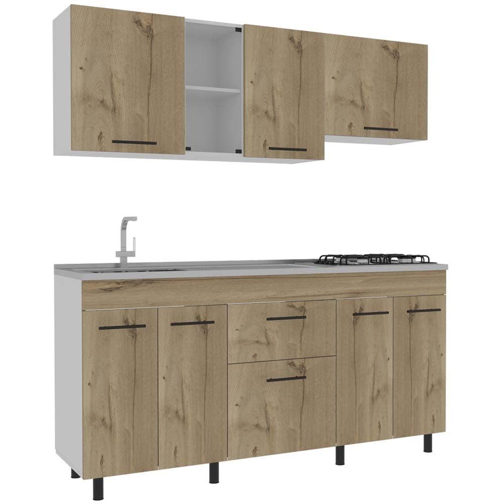 Cocina Integral Tepre Duna Y Blanco Con Mesón Izquierdo