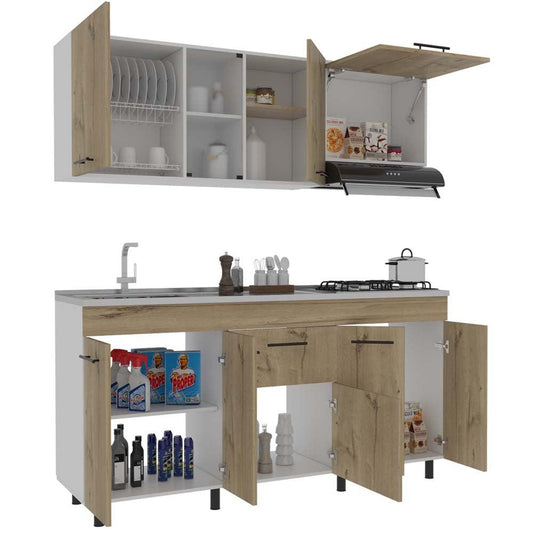 Cocina Integral Tepre Duna Y Blanco Con Mesón Izquierdo