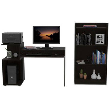 Combo Para Oficina Salven Wengue Con Escritorio Y Biblioteca