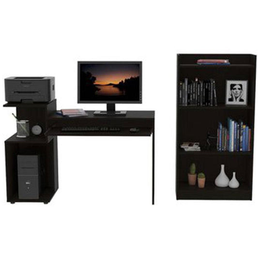 Combo Para Oficina Salven Wengue Con Escritorio Y Biblioteca