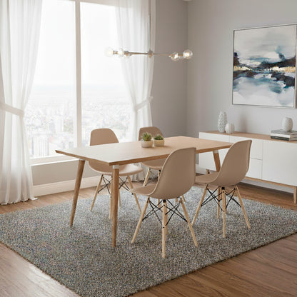 Juego de Comedor Madera Robledo con 4 Sillas Eames arena