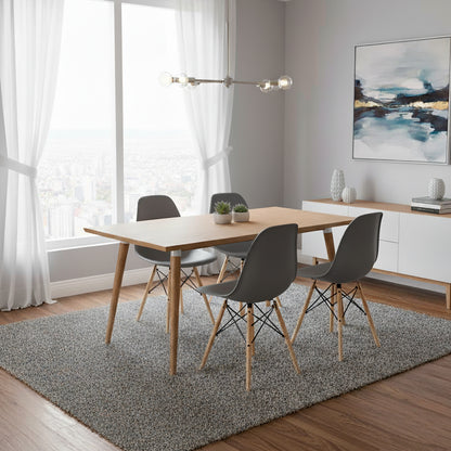 Juego de Comedor Madera Robledo con 4 Sillas Eames gris