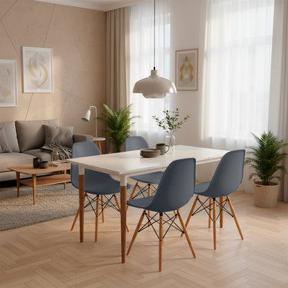 Juego de Comedor Premium Haby con 4 Sillas Eames grises