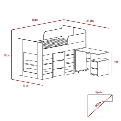 Combo Para Habitación Lehumbe  Infantil Rovere Con Cama Y Escritorio