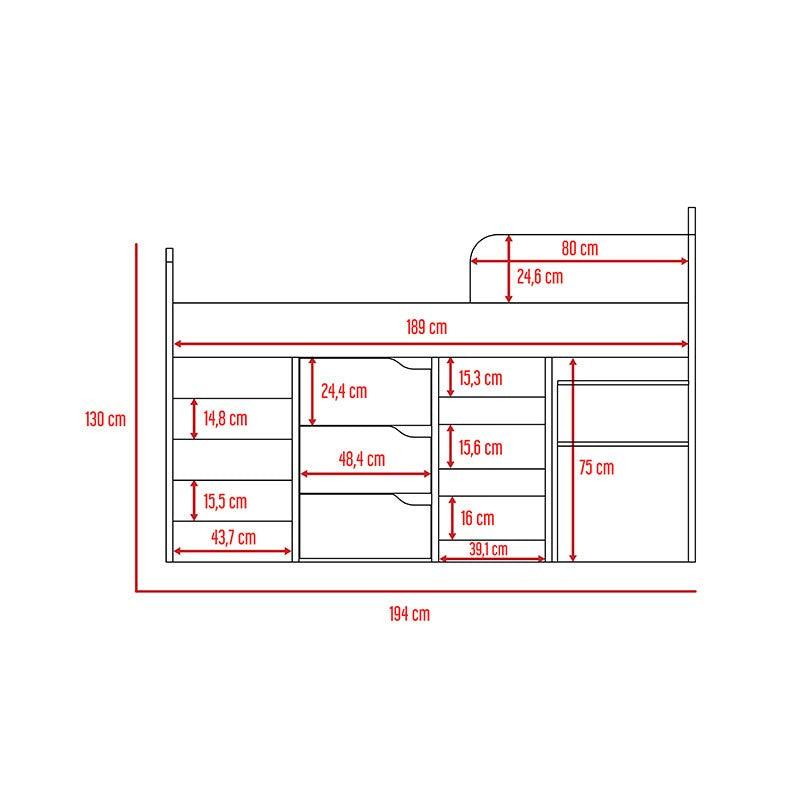 Combo Para Habitación Lehumbe  Infantil Rovere Con Cama Y Escritorio