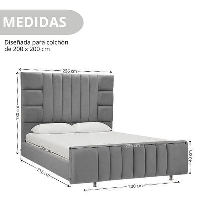 Cama King Fiora  Gris Plomo