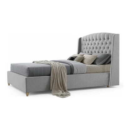 Base Cama Con Espaldar King Italia Gris Perla