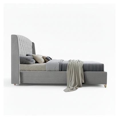 Base Cama con Espaldar + Colchon King Italia Gris perla