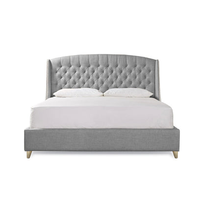 Base Cama Con Espaldar Sencillo Italia Gris Perla