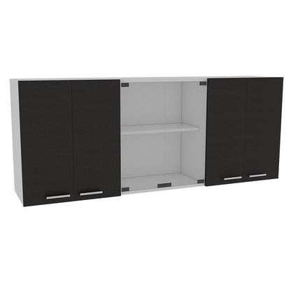 Gabinete Superior Vidrio Jhon Blanco Y Wengue 150 Cm