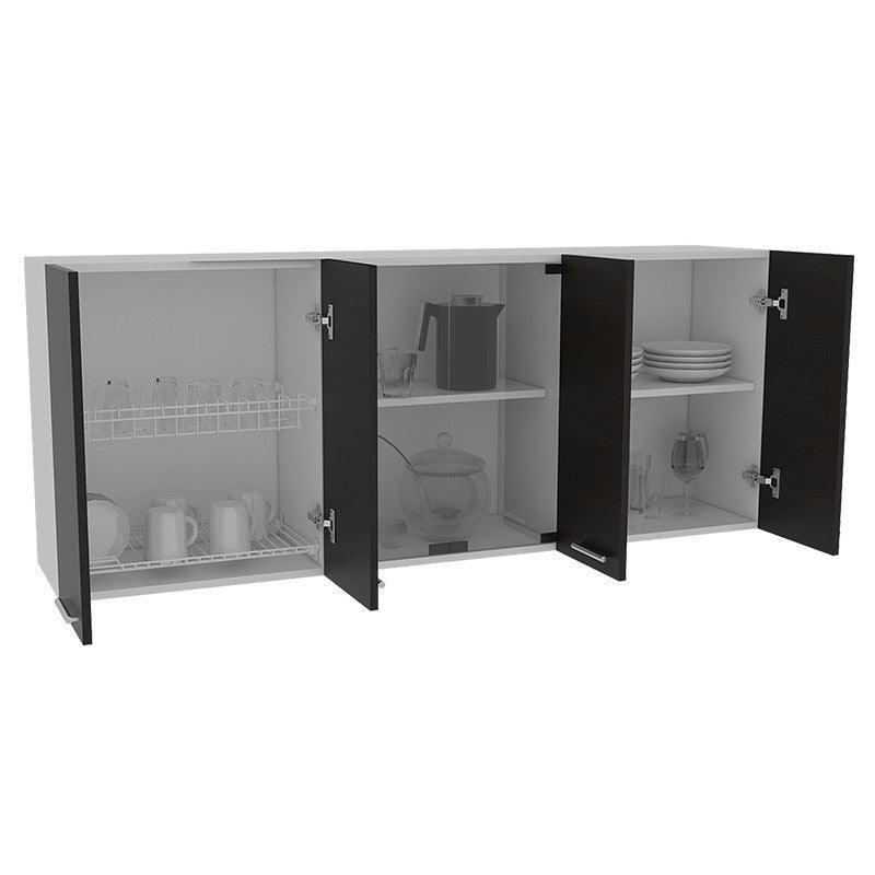 Gabinete Superior Vidrio Jhon Blanco Y Wengue 150 Cm