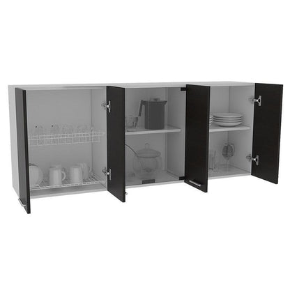 Gabinete Superior Vidrio Jhon Blanco Y Wengue 150 Cm