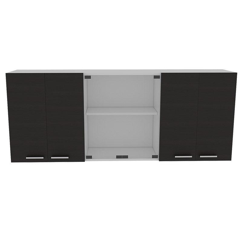 Gabinete Superior Vidrio Jhon Blanco Y Wengue 150 Cm