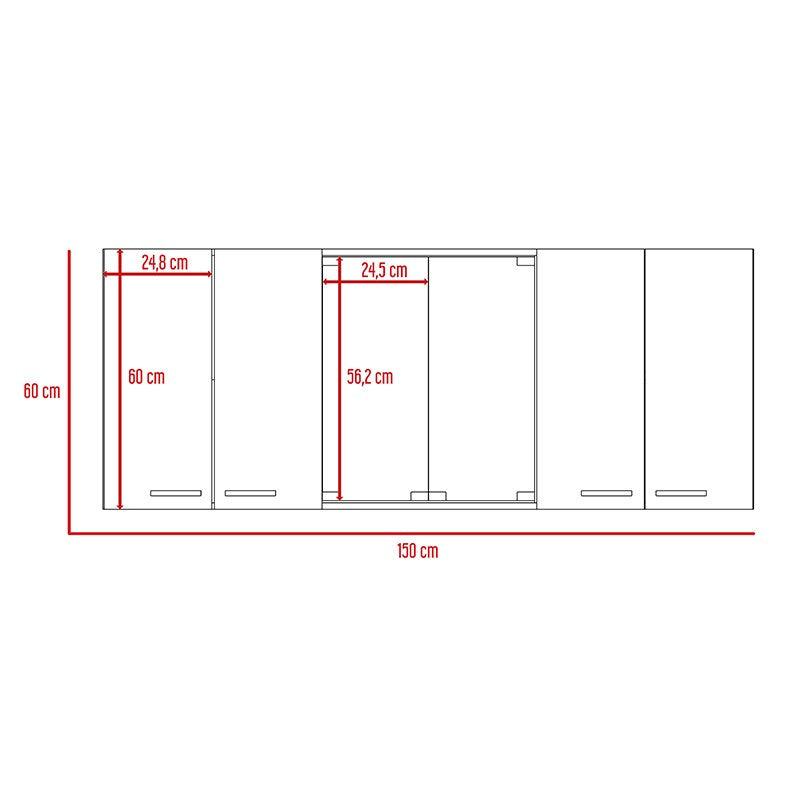 Gabinete Superior Vidrio Jhon Blanco Y Wengue 150 Cm