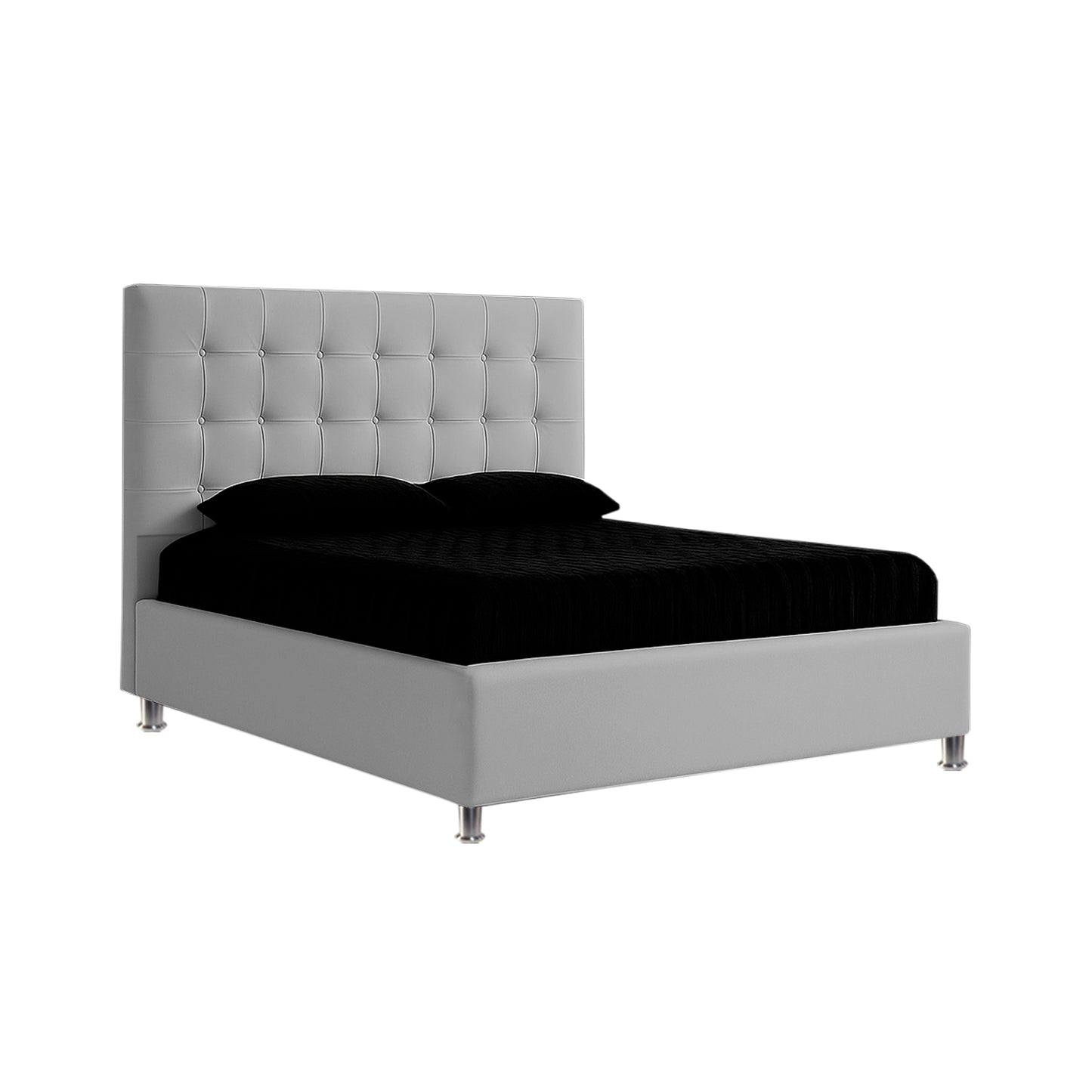 Base Cama con Espaldar + Colchon King Ilusion  gris perla