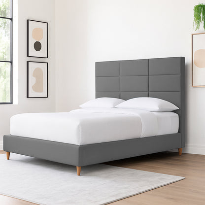 Base Cama Con Espaldar Queen Delhi Gris Plata
