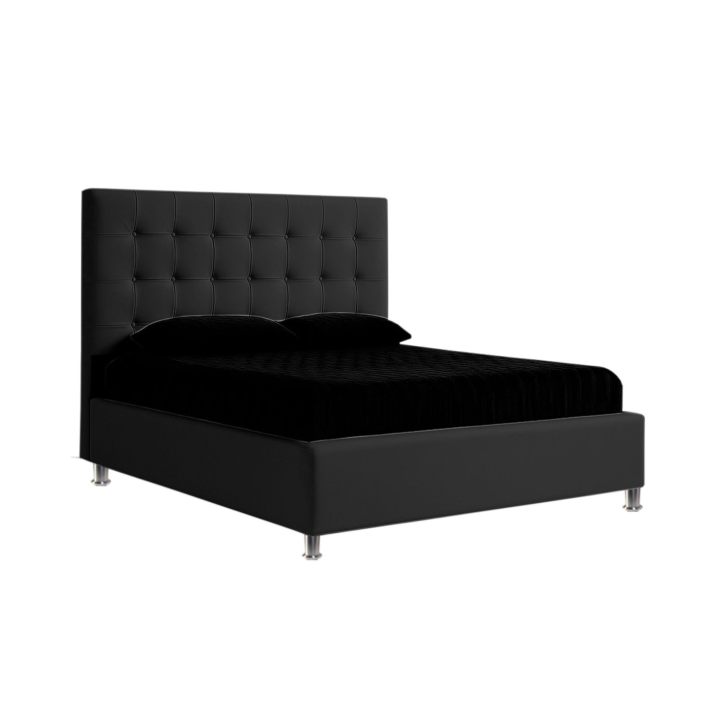 Base Cama con Espaldar + Colchon King Ilusion  negro