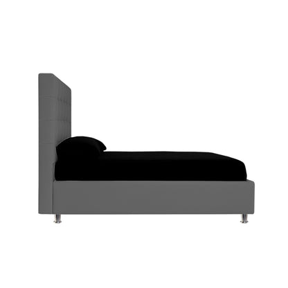 Base Cama con Espaldar + Colchon Semidoble Ilusion  gris plomo