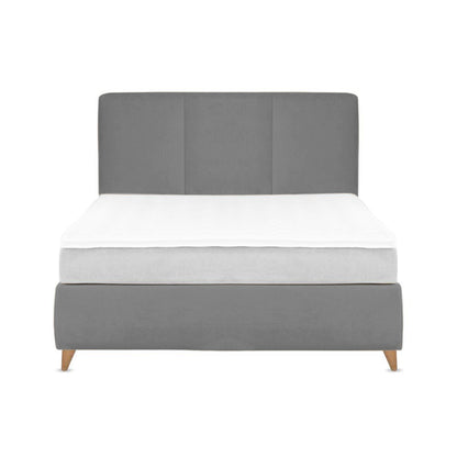 Base Cama Con Espaldar King Pretty  Gris Plata