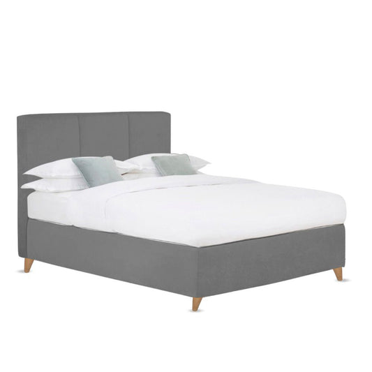 Base Cama Con Espaldar King Pretty  Gris Plata