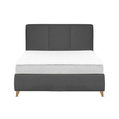 Base Cama Con Espaldar King Pretty  Gris Plomo