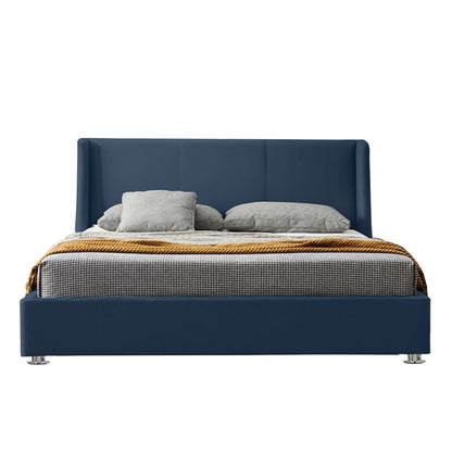 Base Cama Con Espaldar Queen Mousai Azul