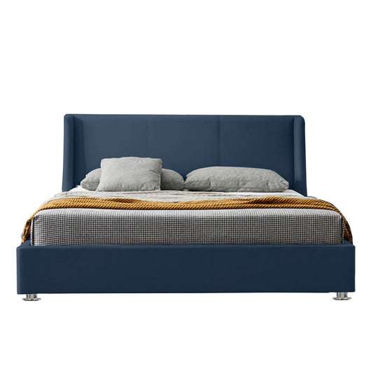 Base Cama Con Espaldar King Mousai Azul