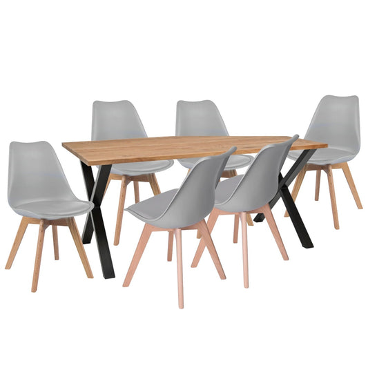 Juego de Comedor Indika macadamia con 6 Sillas Milano gris