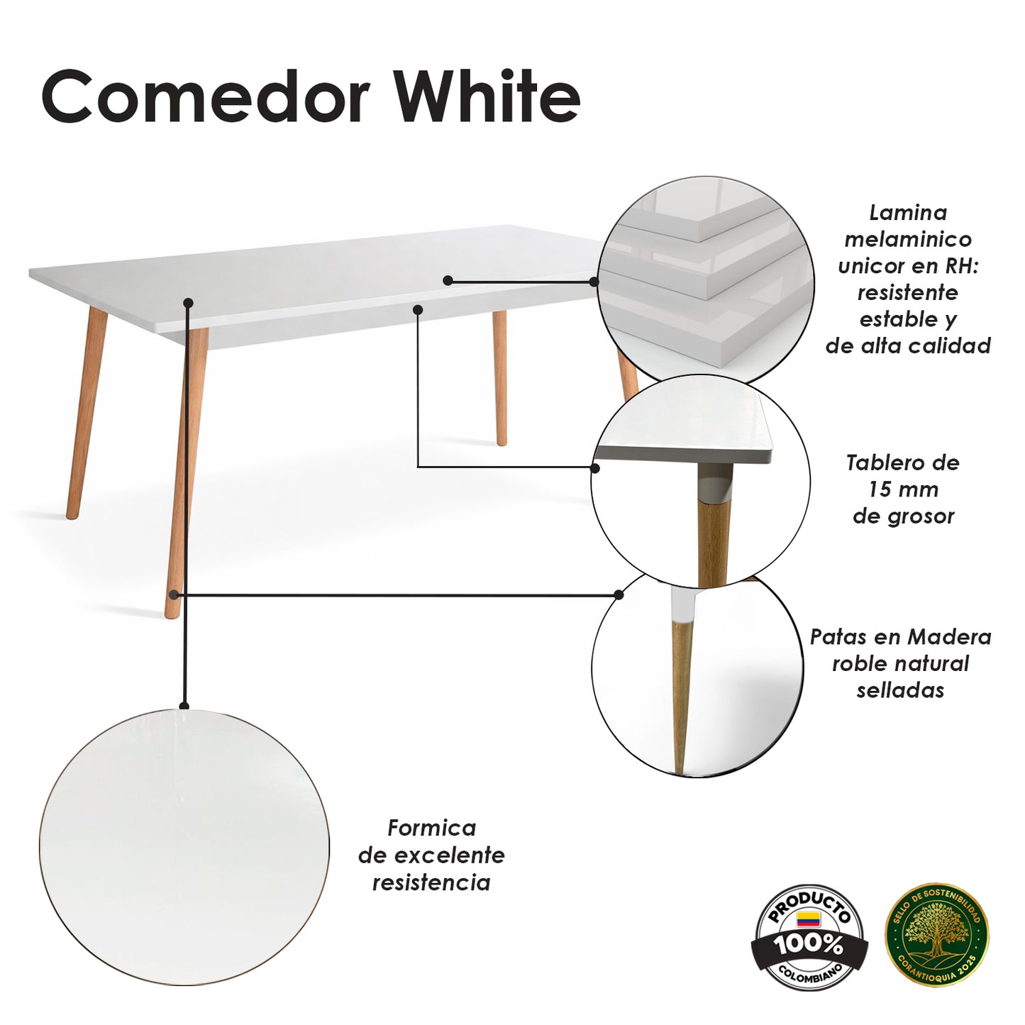 Mesa de Comedor White blanco