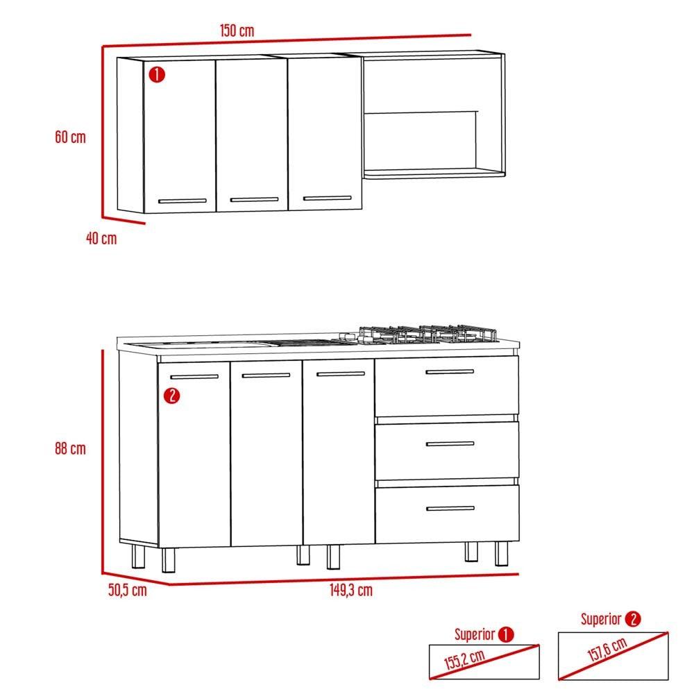 Cocina Integral Vaciles Miel Y Blanco Sin Mesón