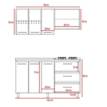 Cocina Integral Vaciles Miel Y Blanco Sin Mesón