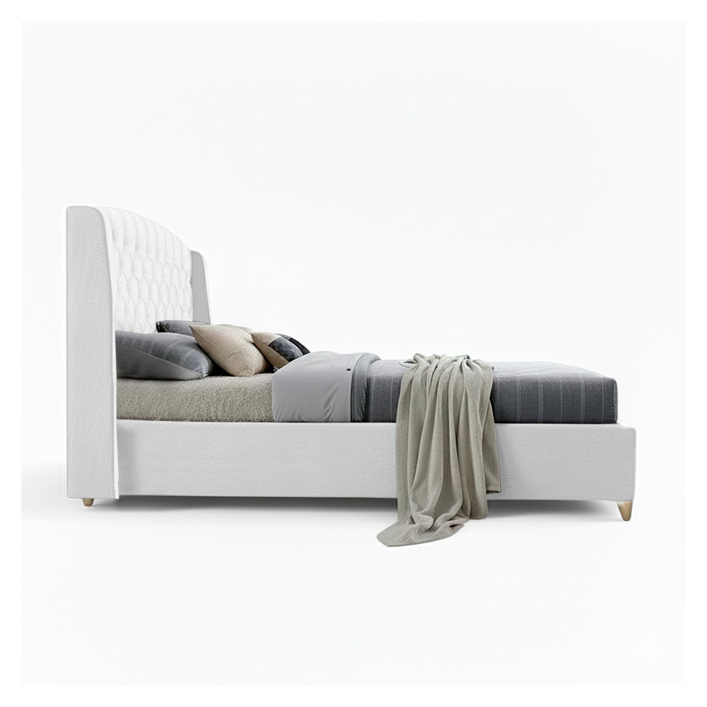 Base Cama Con Espaldar Doble Italia Blanco