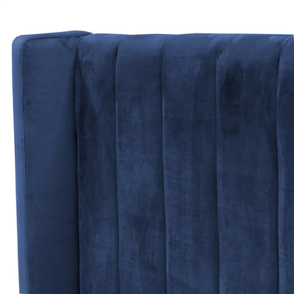 Base Cama con Espaldar + Colchon + Puff Baul Doble Julieta  azul