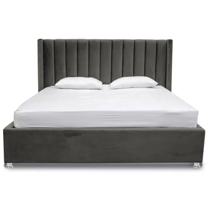 Base Cama Con Espaldar Sencillo Julieta Gris Plomo